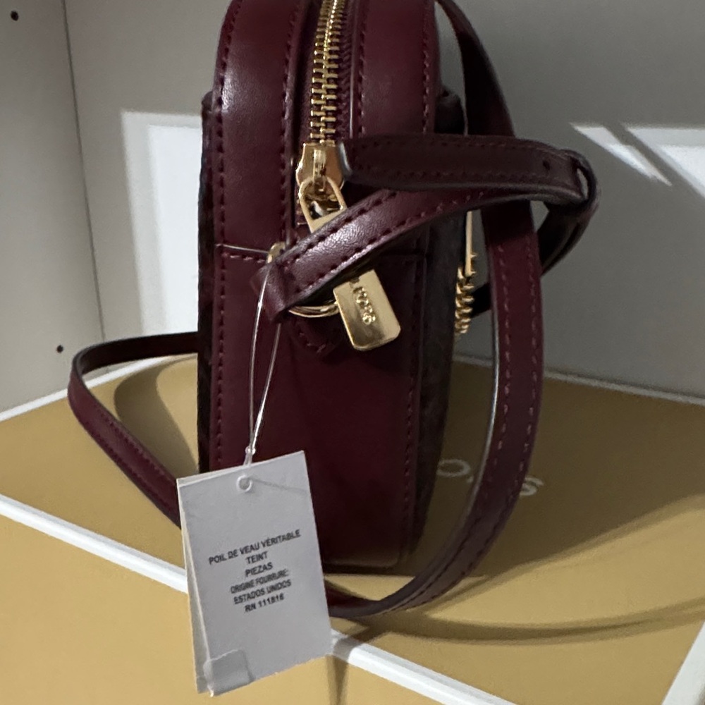 Michael Kors Dark Red / burgundy/ oxblood jet set Animal Print Crossbody Bag - Picture 13 of 16